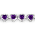 9.03 Ct Heart Purple Amethyst Prong Sterling Silver Tennis Bracelet by Fine Color Jewels