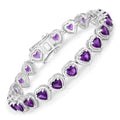 9.03 Ct Heart Purple Amethyst Prong Sterling Silver Tennis Bracelet by Fine Color Jewels