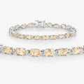 9.03 Ct Oval Yellow Citrine Prong Sterling Silver Tennis Bracelet by Fine Color Jewels