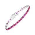 9.18 Ct Oval Pink Ruby Prong 10K Gold Inline Tennis Bracelet by Fine Color Jewels
