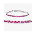9.18 Ct Oval Pink Ruby Prong 10K Gold Inline Tennis Bracelet by Fine Color Jewels