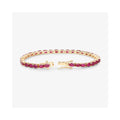 9.18 Ct Oval Pink Ruby Prong 10K Gold Inline Tennis Bracelet by Fine Color Jewels