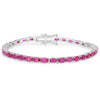 9.18 Ct Oval Pink Ruby Prong 10K Gold Inline Tennis Bracelet