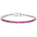 9.18 Ct Oval Pink Ruby Prong 10K Gold Inline Tennis Bracelet by Fine Color Jewels