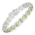 9.24 Ct Heart Green Peridot & Diamond Prong Silver Tennis Bracelet by Fine Color Jewels