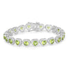 9.24 Ct Heart Green Peridot & Diamond Prong Silver Tennis Bracelet