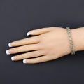 9.24 Ct Heart Green Peridot & Diamond Prong Silver Tennis Bracelet by Fine Color Jewels