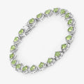 9.24 Ct Heart Green Peridot & Diamond Prong Silver Tennis Bracelet by Fine Color Jewels