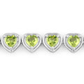 9.24 Ct Heart Green Peridot & Diamond Prong Silver Tennis Bracelet by Fine Color Jewels