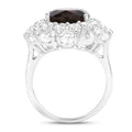 9.29 Ct Oval Brown Smokey Quartz Prong Sterling Silver Double Halo Ring by Fine Color Jewels