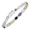 9.37 Ct Oval Multicolor Gemstones Prong Sterling Silver Inline Tennis Bracelet by Fine Color Jewels