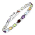 9.37 Ct Oval Multicolor Gemstones Prong Sterling Silver Tennis Bracelet by Fine Color Jewels
