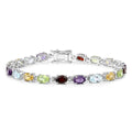 9.37 Ct Oval Multicolor Gemstones Prong Sterling Silver Tennis Bracelet by Fine Color Jewels