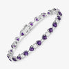 9.46 Ct Heart Purple Amethyst and Diamond Silver Tennis Bracelet
