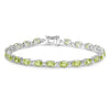 9.46 Ct Oval Olive Green Peridot Prong Sterling Silver Inline Tennis Bracelet