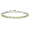 9.46 Ct Oval Olive Green Peridot Prong Sterling Silver Inline Tennis Bracelet by Fine Color Jewels