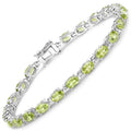 9.46 Ct Oval Olive Green Peridot Prong Sterling Silver Inline Tennis Bracelet by Fine Color Jewels
