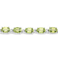 9.46 Ct Oval Olive Green Peridot Prong Sterling Silver Inline Tennis Bracelet by Fine Color Jewels