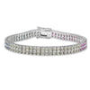9.52 Ct Square Multicolor Multi-Sapphire Channel Silver Double Row Tennis Bracelet