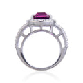 9.59 Ct Cushion Created Purple Sapphire and White Topaz Prong Silver Halo Engagement Ring by Fine Color Jewels