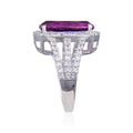 9.59 Ct Cushion Created Purple Sapphire and White Topaz Prong Silver Halo Engagement Ring by Fine Color Jewels