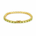 9.6 Ct Emerald Green Peridot Prong Silver Tennis Bracelet by Fine Color Jewels