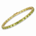 9.6 Ct Emerald Green Peridot Prong Silver Tennis Bracelet by Fine Color Jewels