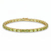 9.6 Ct Emerald Green Peridot Prong Silver Tennis Bracelet