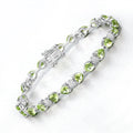 9.68 Ct Heart Green Peridot & Diamond Prong Silver Tennis Bracelet by Fine Color Jewels