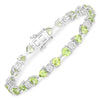 9.68 Ct Heart Green Peridot & Diamond Prong Silver Tennis Bracelet
