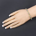 9.68 Ct Heart Green Peridot & Diamond Prong Silver Tennis Bracelet by Fine Color Jewels