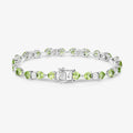 9.68 Ct Heart Green Peridot & Diamond Prong Silver Tennis Bracelet by Fine Color Jewels