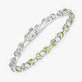 9.68 Ct Heart Green Peridot & Diamond Prong Silver Tennis Bracelet by Fine Color Jewels