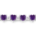 9.89 Ct Heart Purple Amethyst & Diamond Prong Silver Tennis Bracelet by Fine Color Jewels