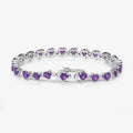 9.89 Ct Heart Purple Amethyst & Diamond Prong Silver Tennis Bracelet by Fine Color Jewels