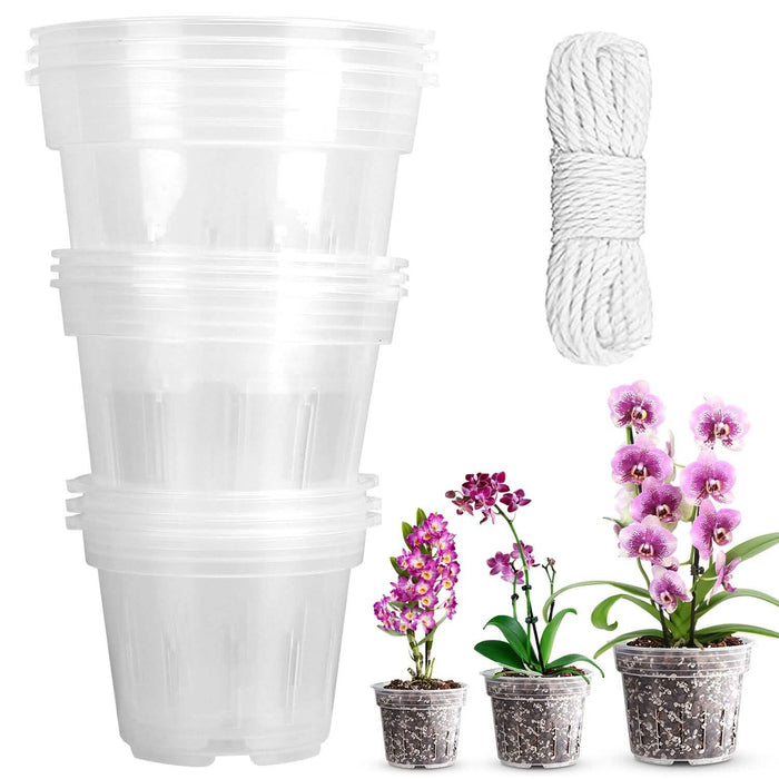 9-Piece: Orchid Pots Clear Reusable Plastic Flower Plant Nursery Planter by DailySale