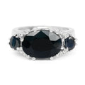 8.62 Carat Genuine Black Sapphire & White Topaz .925 Sterling Silver Ring by Bids.com