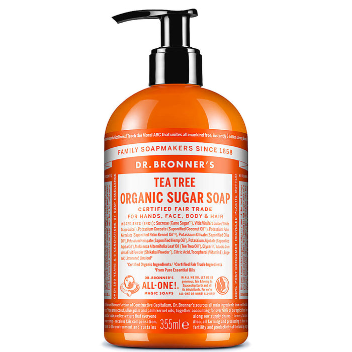 Dr. Bronner's Organic 4-in-1 Pump Soap Sugar 12 Fl Oz Tea Tree by Pasteur Pharmacy