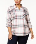 Style & Co. Womens Plaid Collar Utility Button-Down Top Shirt by Vanessa Jane