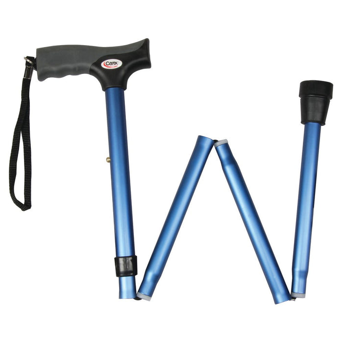 Carex Cane Folding Soft Grip Adjustable, Blue by Pasteur Pharmacy