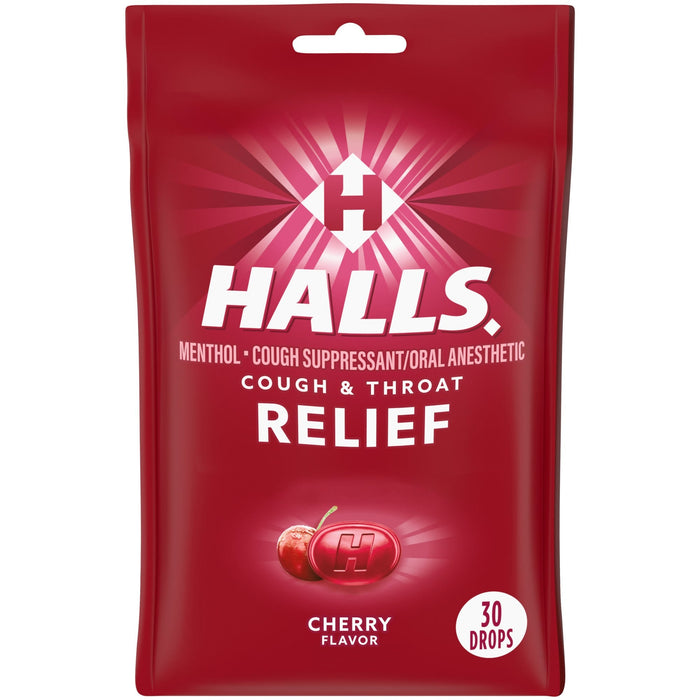 Halls Cough & Throat Relief, Cherry Flavor, Drops by Pasteur Pharmacy