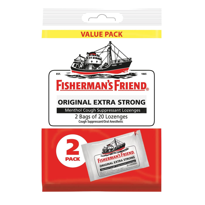 Fisherman's Friend Cough Suppressant/Oral Anesthetic, Extra Strong, Lozenges, Original, 2 Pack by Pasteur Pharmacy