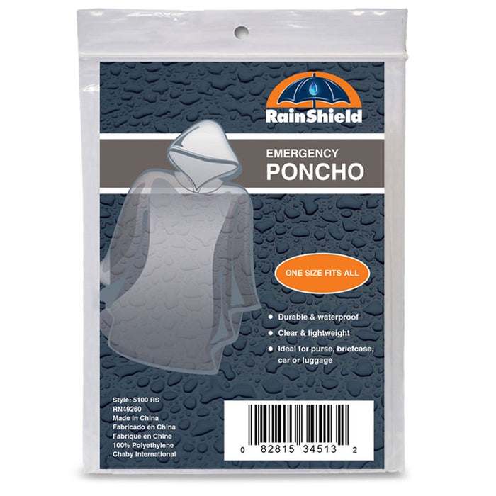 Chaby International Emergency Rain Poncho, Lightweight & Waterproof, Clear, One Size Fits All by Pasteur Pharmacy