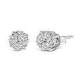 .925 Sterling Silver 1/2 cttw Prong Set Round-Cut Diamond Cluster Stud Earring (I-J Color, I2-I3 Clarity) by Bids.com