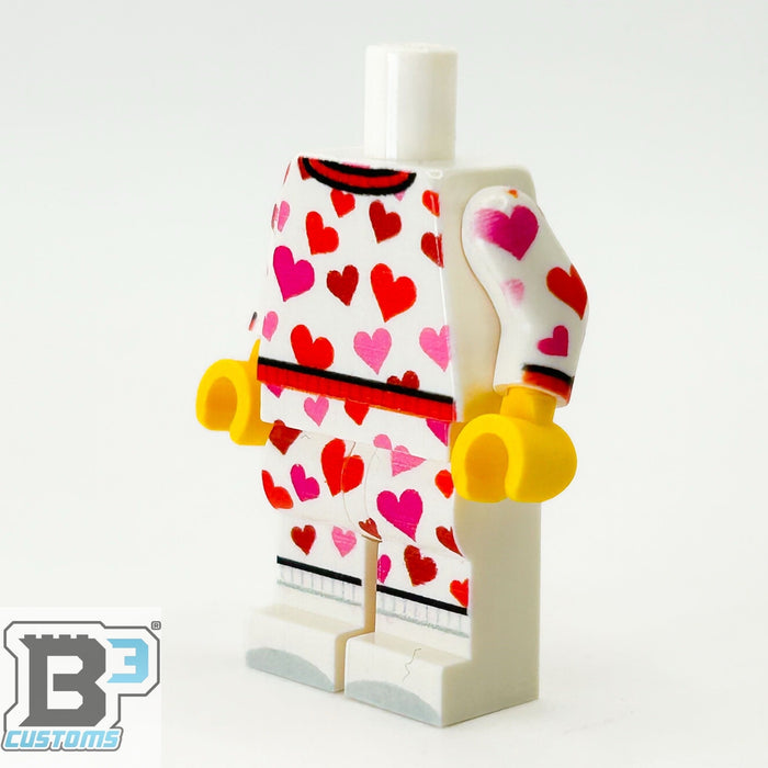 Hearts Valentine's Day PJs Minifig Body made with LEGO parts - B3 Customs by B3 Customs