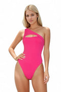 Ribbed Knit Cut Out One Shoulder Bodysuit {BT3932} by The House of Stylez