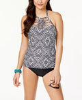 Island Escape Womens Halter Diamond Bay High-Neck Macrame Tankini Top 6/Black by Vanessa Jane