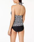 Island Escape Womens Halter Diamond Bay High-Neck Macrame Tankini Top 6/Black by Vanessa Jane