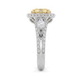 3Cttw Oval Shaped Yellow Lab Grown Diamond (F/VS) Three Stone Halo Enagement Ring 14K Gold by Fine Color Jewels