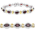 Two Tone Plated 8.45 Carat Genuine Garnet .925 Sterling Silver Bracelet by Bids.com